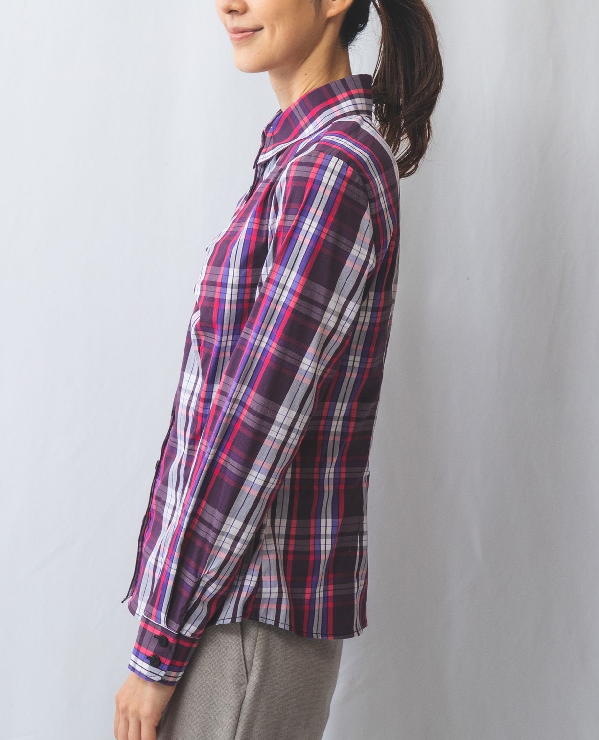 NARACAMICIE】チェックボウタイ付きシャツ(1(M)9号 グリーン): ナラ